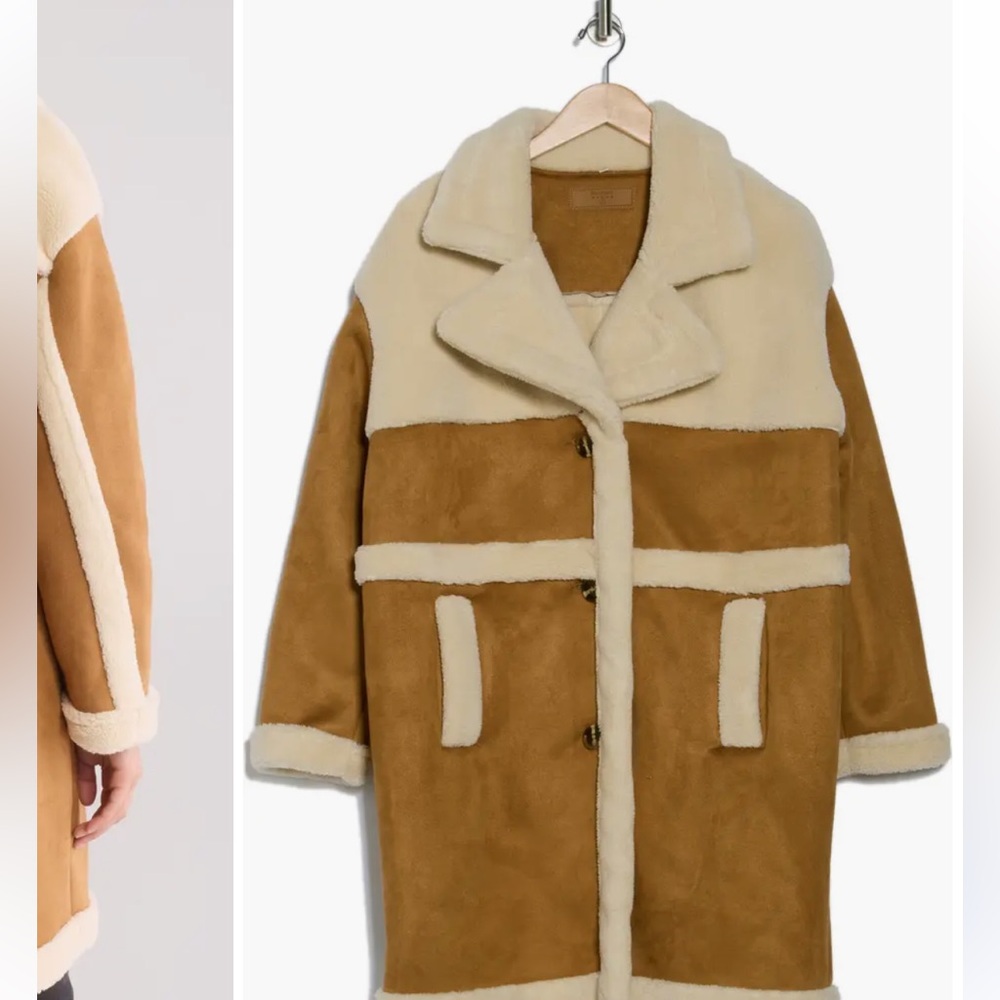 BLANKNYC Faux Shearling Trim Coat